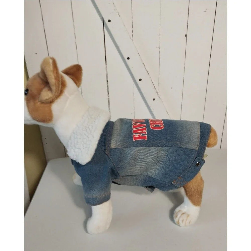Favorite Child Washed Denim Retro Dog Pullover Jacket Size Small